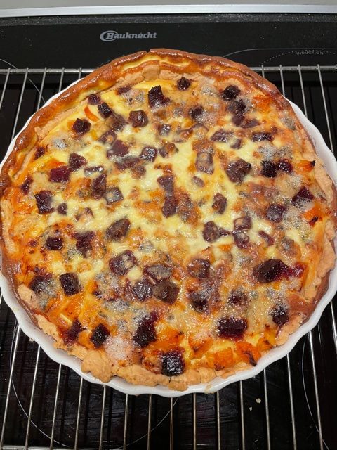 quiche van pompoen met stilton en membrillo (Ottolenghi)